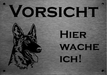 Edelstahl Warnschild Deutscher Schäferhund VORSICHT Hier wache ich!